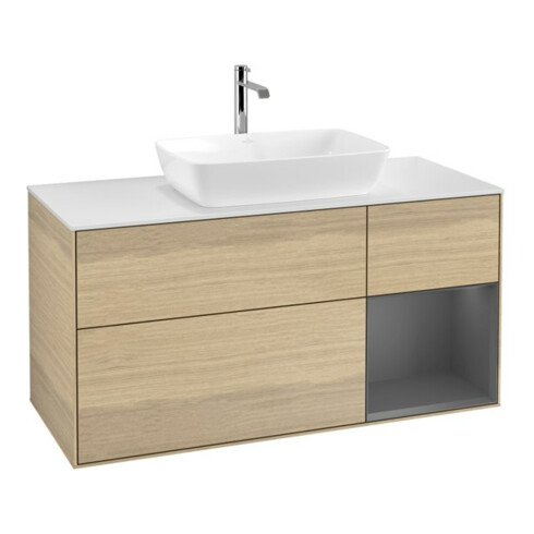 V&B Waschtischunterschrank Wandbeleuchtung Finion 120cm, Pl w m, Rg Anthrac. m Lac, Oa ven