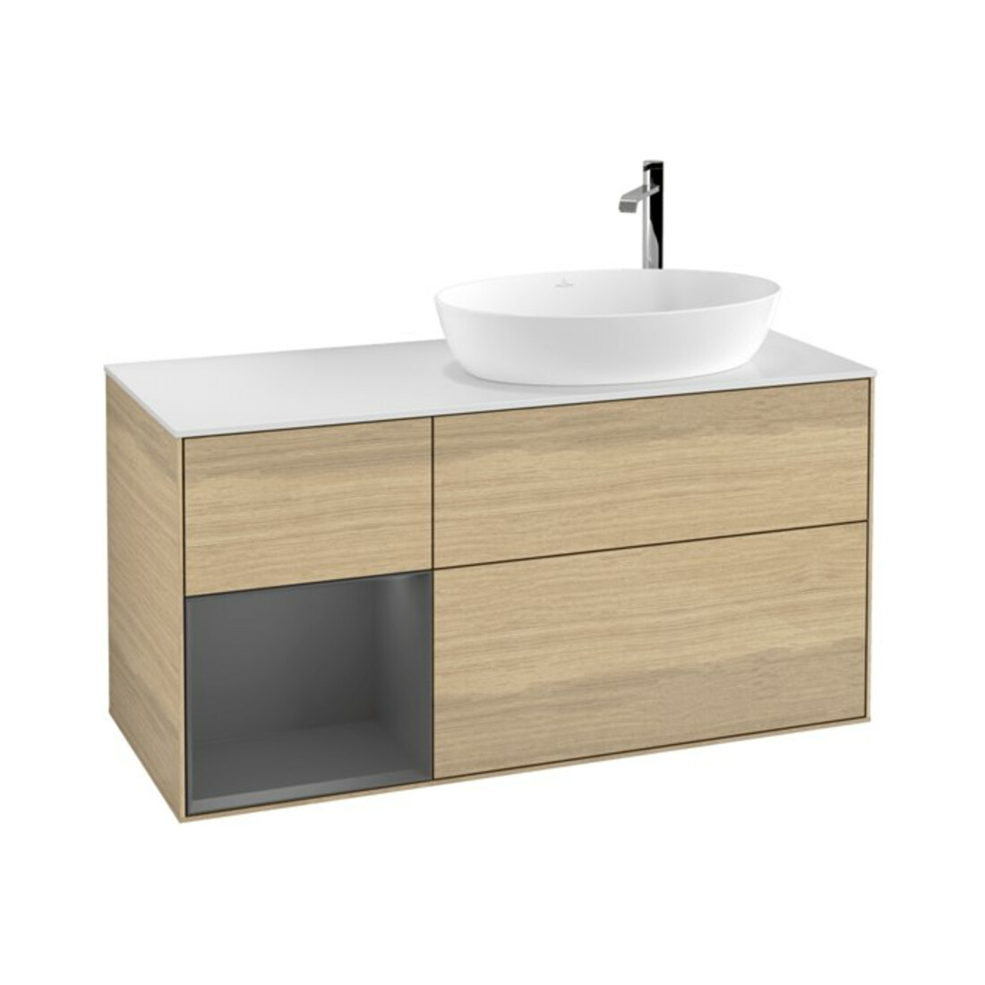 V&B Waschtischunterschrank Wandbeleuchtung Finion 120cm, Pl w m, Rg Anthrac. m Lac, Oa ven