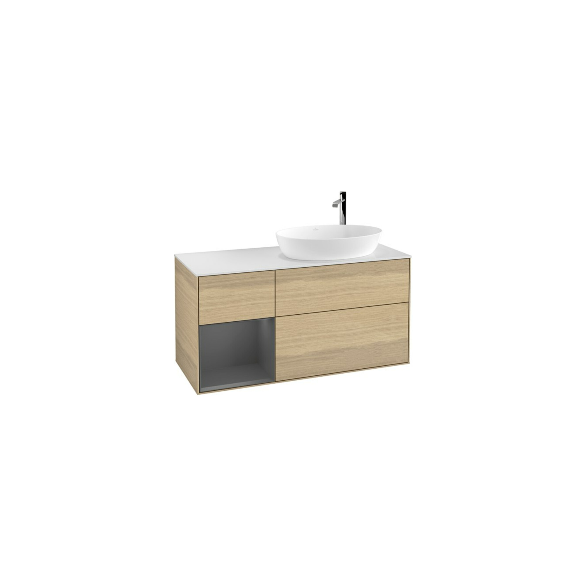 V&B Waschtischunterschrank Wandbeleuchtung Finion 120cm, Pl w m, Rg Anthrac. m Lac, Oa ven ; Villeroy & Boch