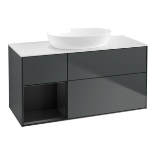 V&B Waschtischunterschrank Wandbeleuchtung Finion 120cm, Pl w m, Rg b m Lac, md bl. m Lac
