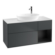 V&B Waschtischunterschrank Wandbeleuchtung Finion 120cm, Pl w m, Rg b m Lac, md bl. m Lac