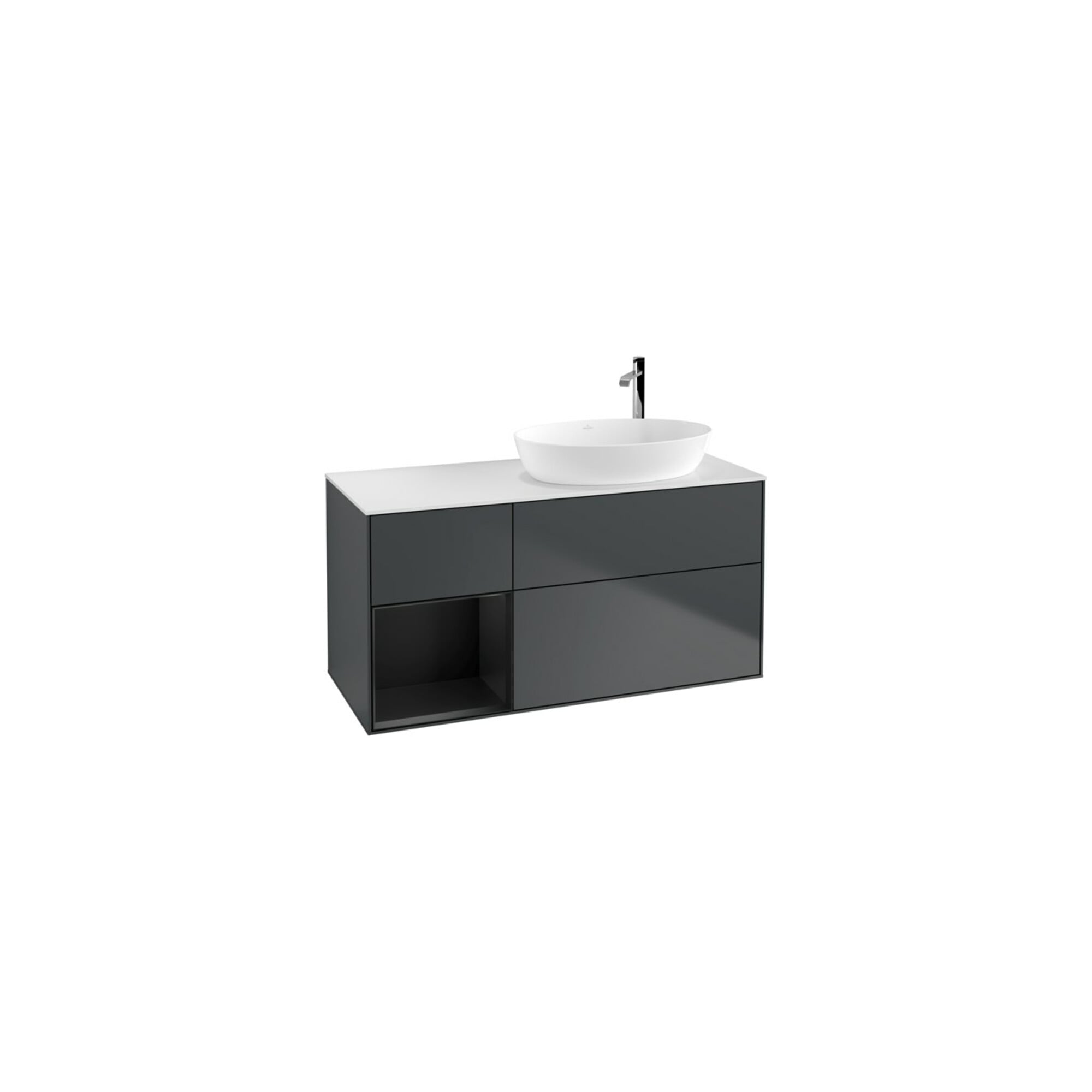 V&B Waschtischunterschrank Wandbeleuchtung Finion 120cm, Pl w m, Rg b m Lac, md bl. m Lac ; Villeroy & Boch