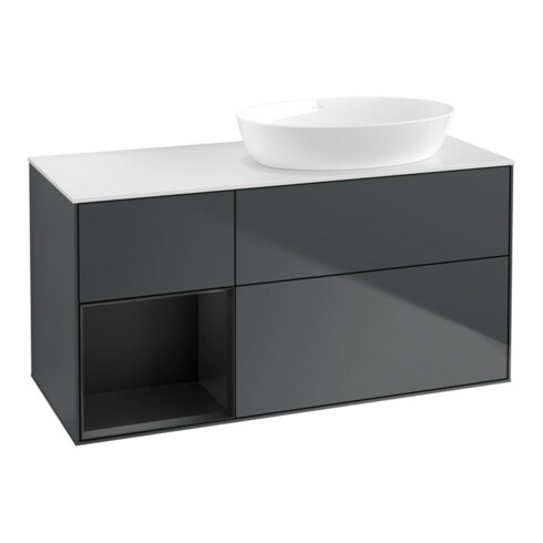 V&B Waschtischunterschrank Wandbeleuchtung Finion 120cm, Pl w m, Rg b m Lac, md bl. m Lac