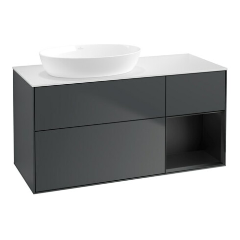 V&B Waschtischunterschrank Wandbeleuchtung Finion 120cm, Pl w m, Rg b m Lac, md bl. m Lac