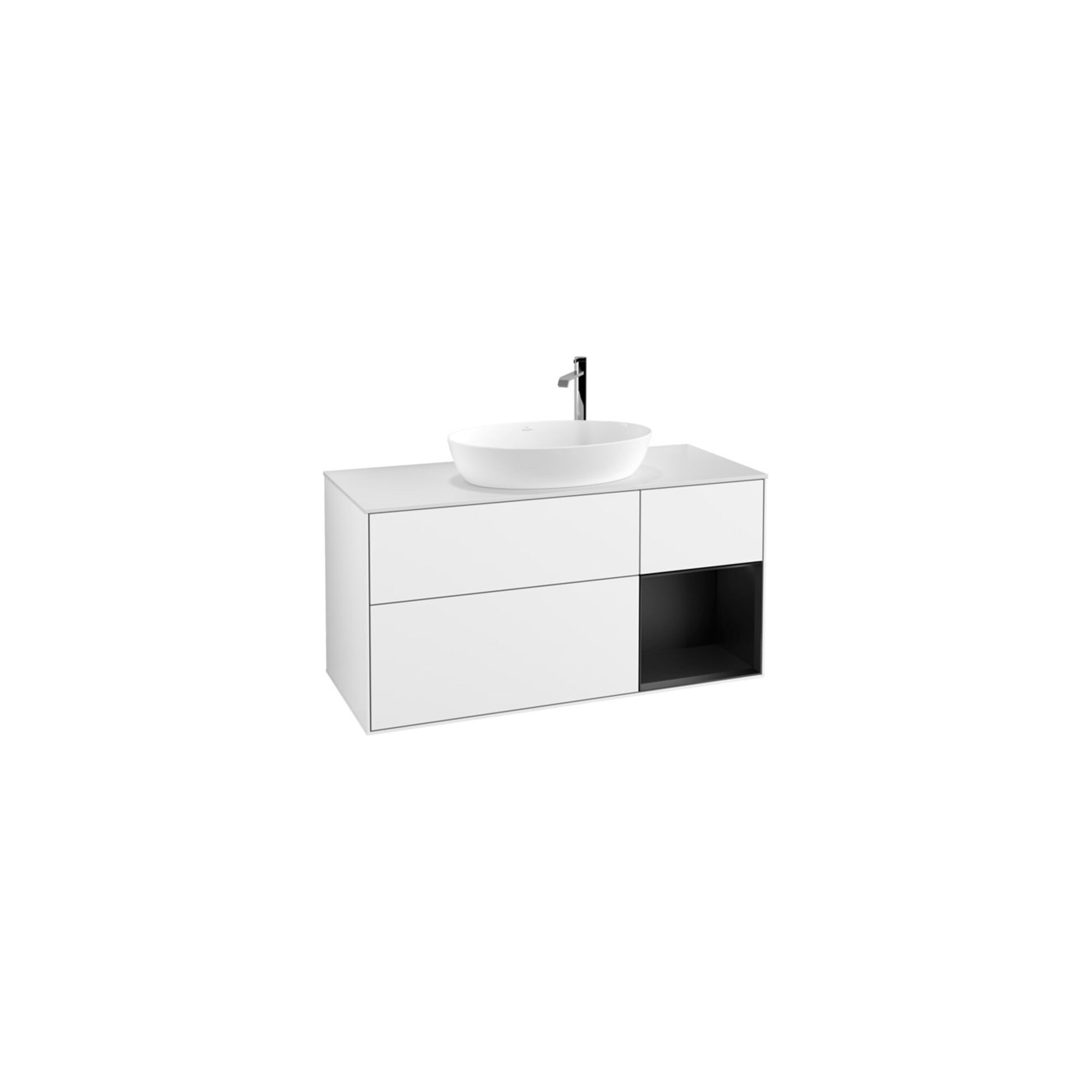 V&B Waschtischunterschrank Wandbeleuchtung Finion 120cm, Pl w m, Rg bla m Lac, glo wh. Lac ; Villeroy & Boch