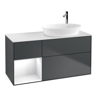 V&B Waschtischunterschrank Wandbeleuchtung Finion 120cm, Pl w m, Rg g w Lac, md bl. m Lac