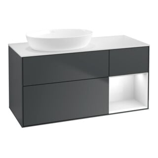 V&B Waschtischunterschrank Wandbeleuchtung Finion 120cm, Pl w m, Rg g w Lac, md bl. m Lac