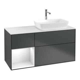 V&B Waschtischunterschrank Wandbeleuchtung Finion 120cm, Pl w m, Rg g w Lac, md bl. m Lac