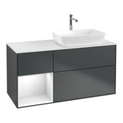 V&B Waschtischunterschrank Wandbeleuchtung Finion 120cm, Pl w m, Rg g w Lac, md bl. m Lac