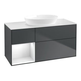 V&B Waschtischunterschrank Wandbeleuchtung Finion 120cm, Pl w m, Rg g w Lac, md bl. m Lac