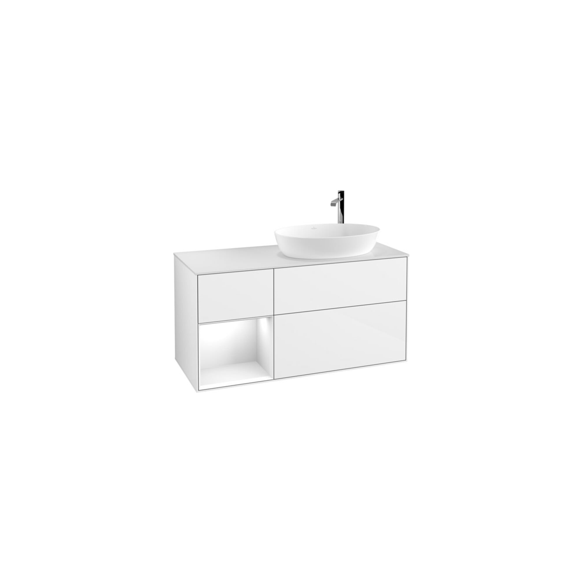V&B Waschtischunterschrank Wandbeleuchtung Finion 120cm, Pl w m, Rg g wh. Lac, glo wh. Lac ; Villeroy & Boch