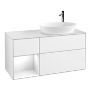 V&B Waschtischunterschrank Wandbeleuchtung Finion 120cm, Pl w m, Rg g wh. Lac, glo wh. Lac