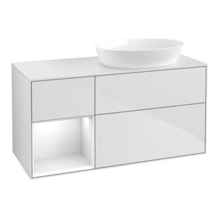 V&B Waschtischunterschrank Wandbeleuchtung Finion 120cm, Pl w m, Rg glo wh. Lac, wh. m Lac