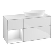 V&B Waschtischunterschrank Wandbeleuchtung Finion 120cm, Pl w m, Rg glo wh. Lac, wh. m Lac