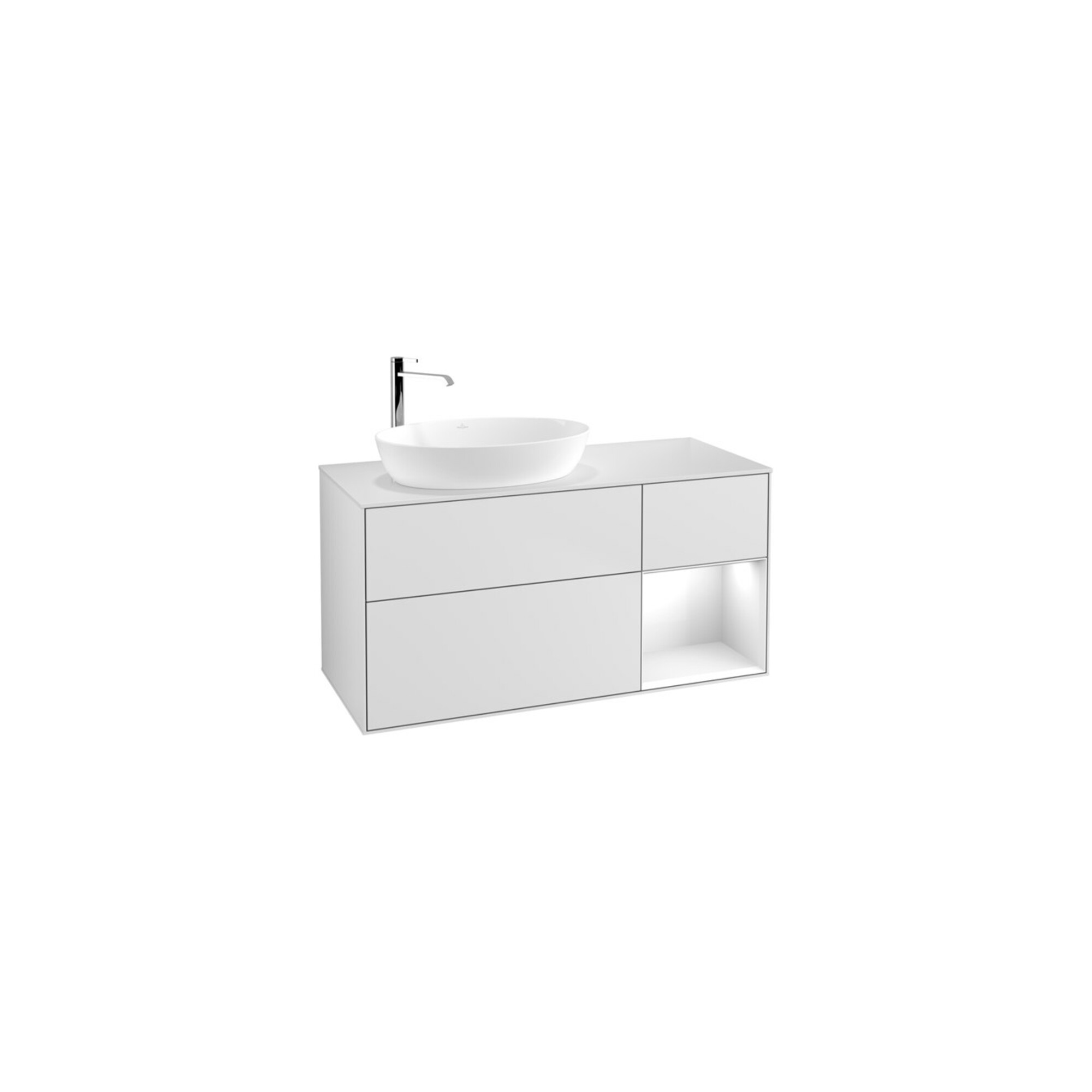 V&B Waschtischunterschrank Wandbeleuchtung Finion 120cm, Pl w m, Rg glo wh. Lac, wh. m Lac ; Villeroy & Boch