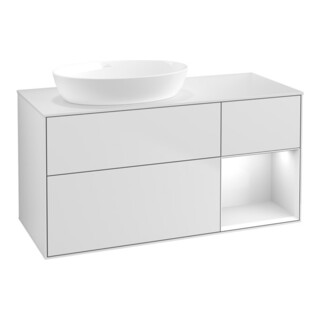 V&B Waschtischunterschrank Wandbeleuchtung Finion 120cm, Pl w m, Rg glo wh. Lac, wh. m Lac