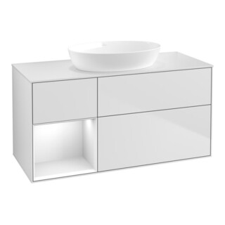 V&B Waschtischunterschrank Wandbeleuchtung Finion 120cm, Pl w m, Rg glo wh. Lac, wh. m Lac