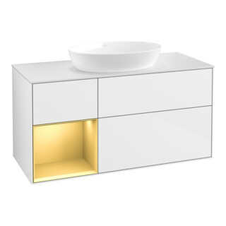V&B Waschtischunterschrank Wandbeleuchtung Finion 120cm, Pl w m, Rg gol m Lac, glo wh. Lac