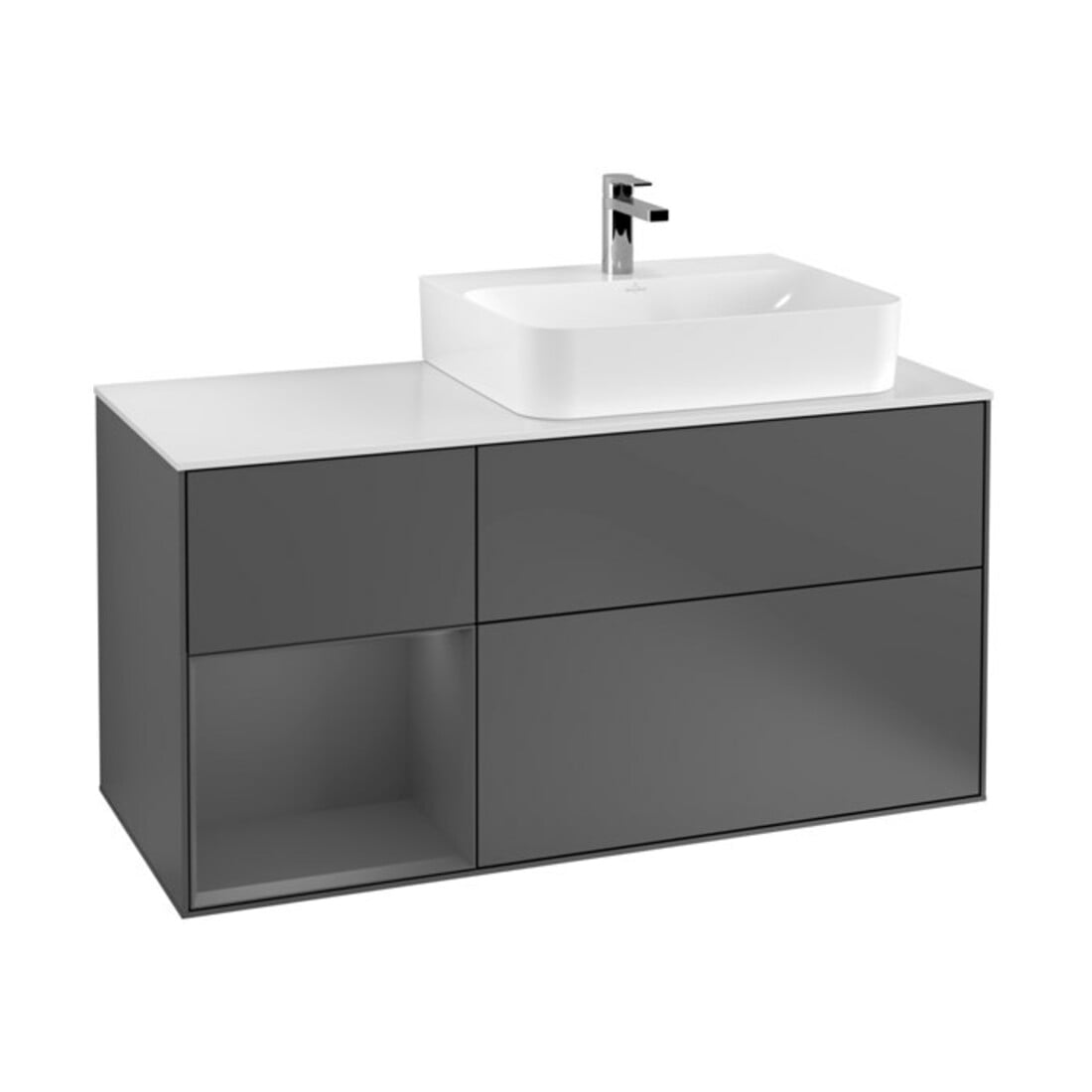 V&B Waschtischunterschrank Wandbeleuchtung Finion 120cm, Pl w m, Rg l A m, Anthrac. m