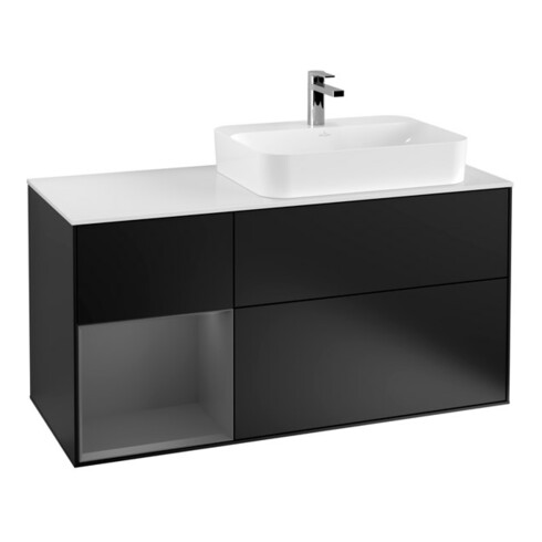 V&B Waschtischunterschrank Wandbeleuchtung Finion 120cm, Pl w m, Rg l A m, bla m Lac