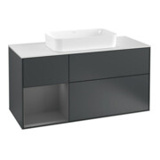 V&B Waschtischunterschrank Wandbeleuchtung Finion 120cm, Pl w m, Rg l A m, md bl. m Lac