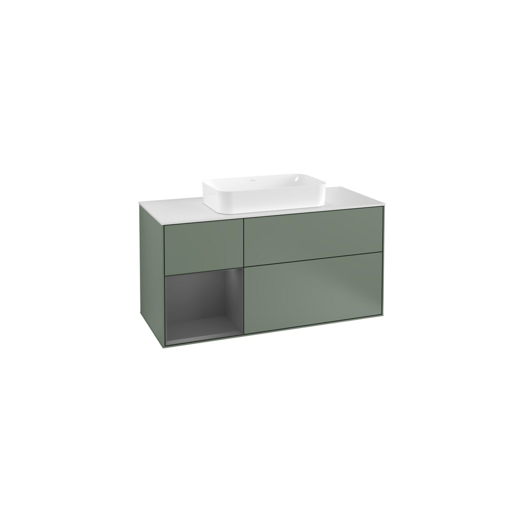V&B Waschtischunterschrank Wandbeleuchtung Finion 120cm, Pl w m, Rg l A m, Oli. m Lac ; Villeroy & Boch