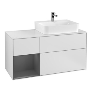 V&B Waschtischunterschrank Wandbeleuchtung Finion 120cm, Pl w m, Rg l A m, wh. m Lac