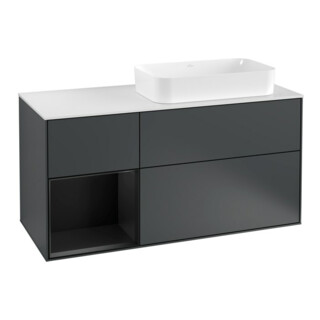 V&B Waschtischunterschrank Wandbeleuchtung Finion 120cm, Pl w m, Rg l b m La, md bl. m Lac
