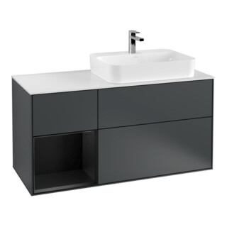 V&B Waschtischunterschrank Wandbeleuchtung Finion 120cm, Pl w m, Rg l b m La, md bl. m Lac