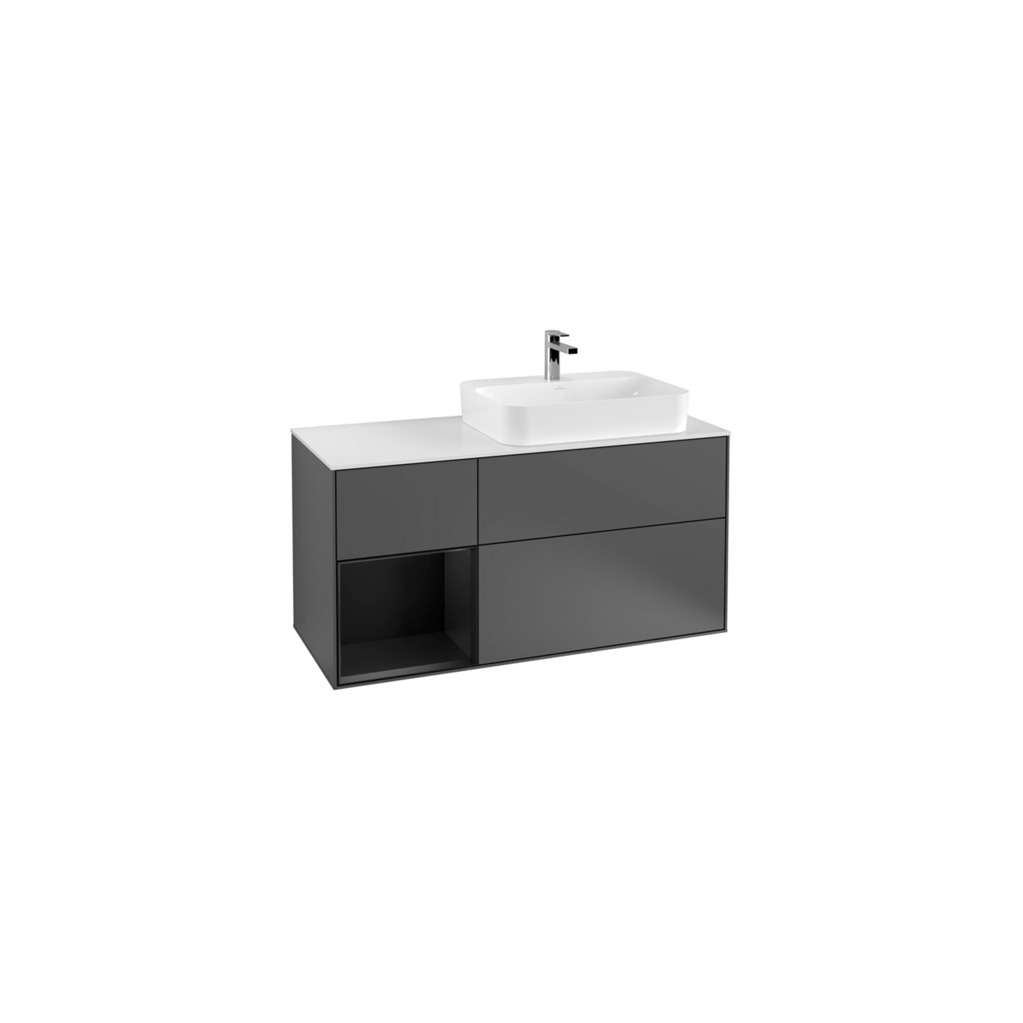V&B Waschtischunterschrank Wandbeleuchtung Finion 120cm, Pl w m, Rg l b m Lac, Anthrac. m ; Villeroy & Boch