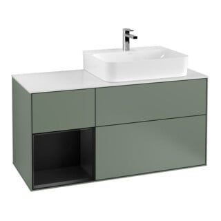 V&B Waschtischunterschrank Wandbeleuchtung Finion 120cm, Pl w m, Rg l b m Lac, Oli. m Lac