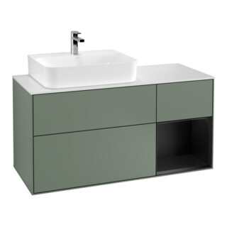 V&B Waschtischunterschrank Wandbeleuchtung Finion 120cm, Pl w m, Rg l b m Lac, Oli. m Lac