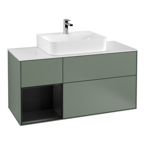 V&B Waschtischunterschrank Wandbeleuchtung Finion 120cm, Pl w m, Rg l b m Lac, Oli. m Lac