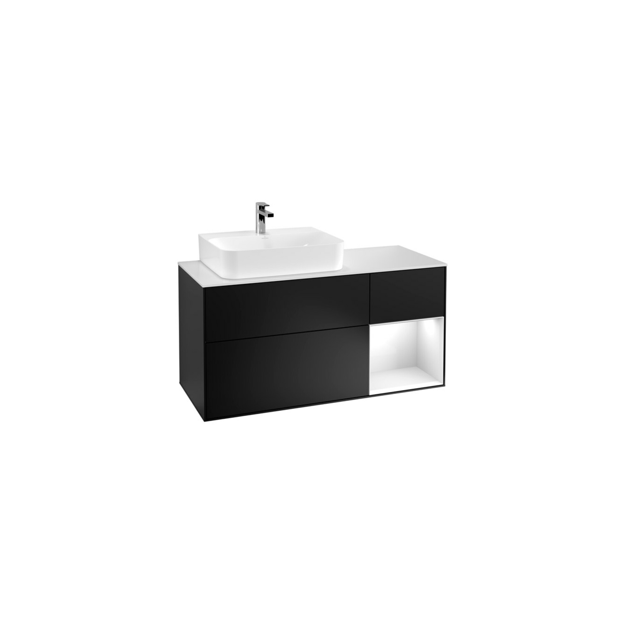 V&B Waschtischunterschrank Wandbeleuchtung Finion 120cm, Pl w m, Rg l g wh. Lac, bla m Lac ; Villeroy & Boch