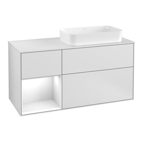 V&B Waschtischunterschrank Wandbeleuchtung Finion 120cm, Pl w m, Rg l g wh. Lac, wh. m Lac
