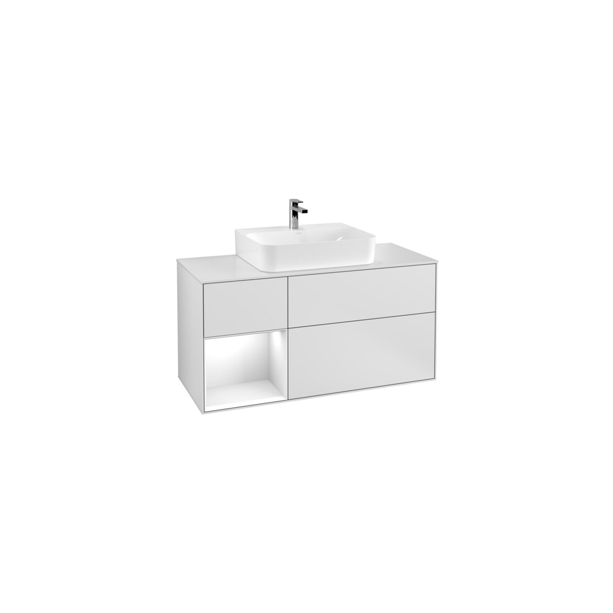 V&B Waschtischunterschrank Wandbeleuchtung Finion 120cm, Pl w m, Rg l g wh. Lac, wh. m Lac ; Villeroy & Boch