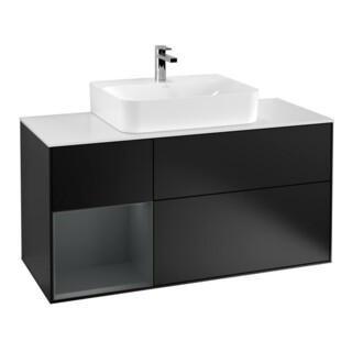 V&B Waschtischunterschrank Wandbeleuchtung Finion 120cm, Pl w m, Rg l md b m La, bla m Lac