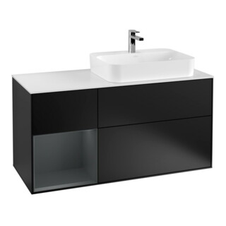 V&B Waschtischunterschrank Wandbeleuchtung Finion 120cm, Pl w m, Rg l md b m La, bla m Lac
