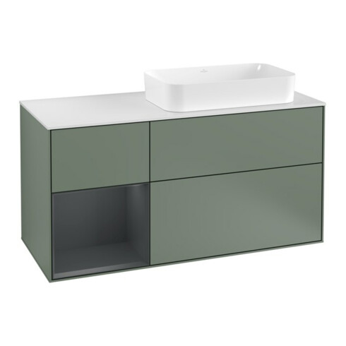 V&B Waschtischunterschrank Wandbeleuchtung Finion 120cm, Pl w m, Rg l md b m La, Ol m Lac