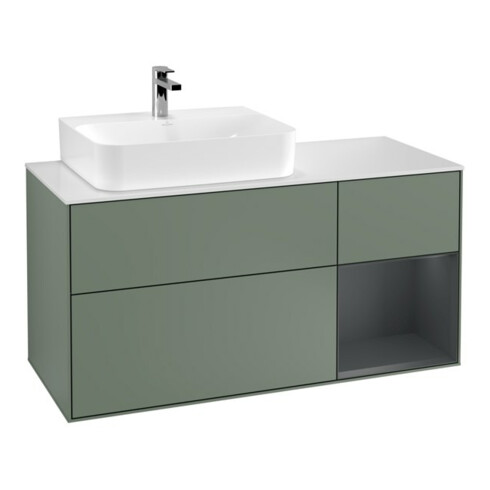 V&B Waschtischunterschrank Wandbeleuchtung Finion 120cm, Pl w m, Rg l md b m La, Ol m Lac