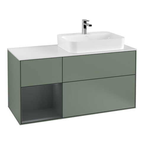 V&B Waschtischunterschrank Wandbeleuchtung Finion 120cm, Pl w m, Rg l md b m La, Ol m Lac