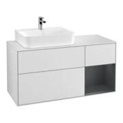 V&B Waschtischunterschrank Wandbeleuchtung Finion 120cm, Pl w m, Rg l md b m La, wh. m Lac