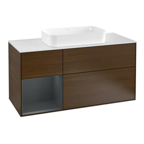 V&B Waschtischunterschrank Wandbeleuchtung Finion 120cm, Pl w m, Rg l md b m Lac, wal ven