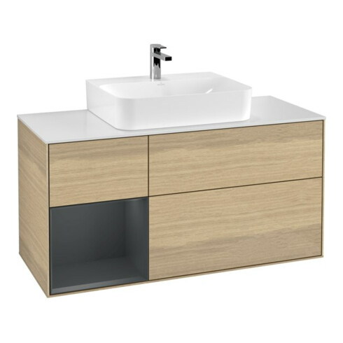 V&B Waschtischunterschrank Wandbeleuchtung Finion 120cm, Pl w m, Rg l md bl. m Lac, Oa ven