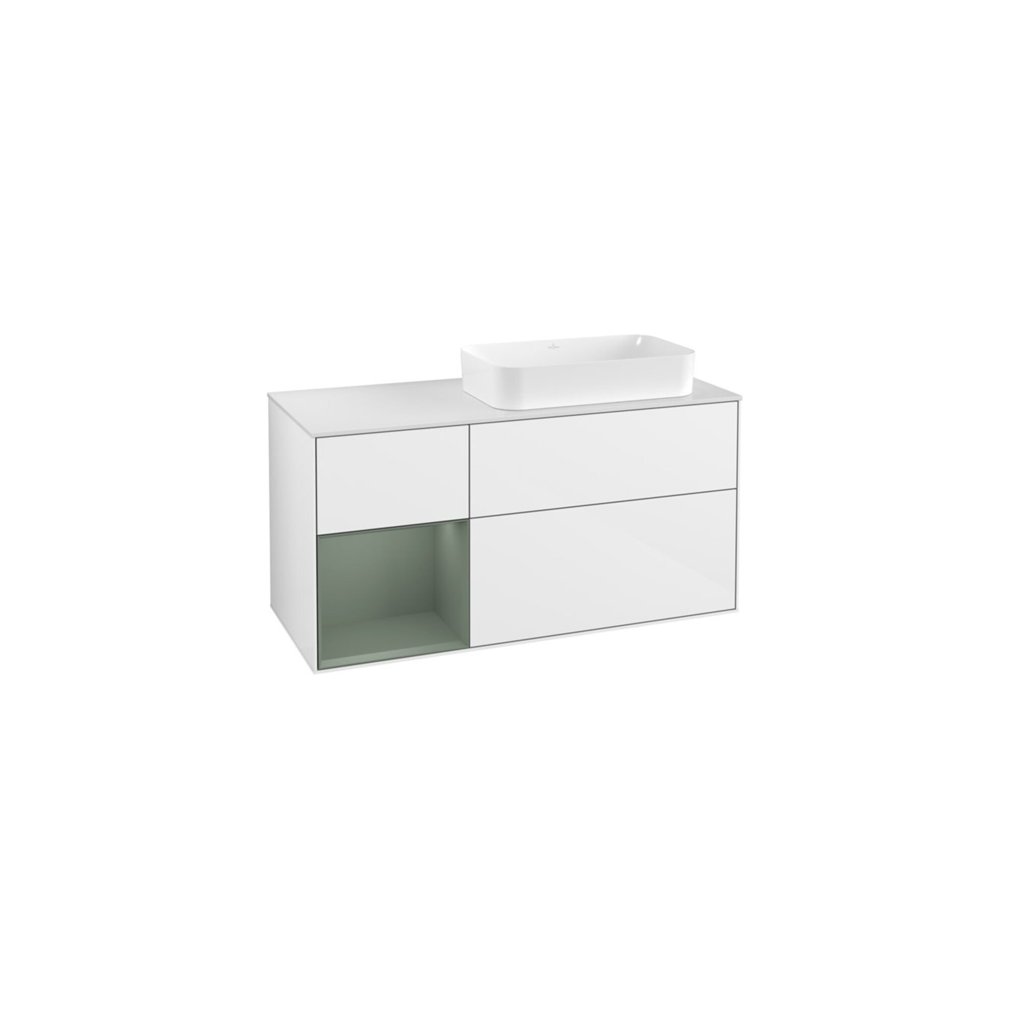 V&B Waschtischunterschrank Wandbeleuchtung Finion 120cm, Pl w m, Rg l Ol m La, glo wh. Lac ; Villeroy & Boch