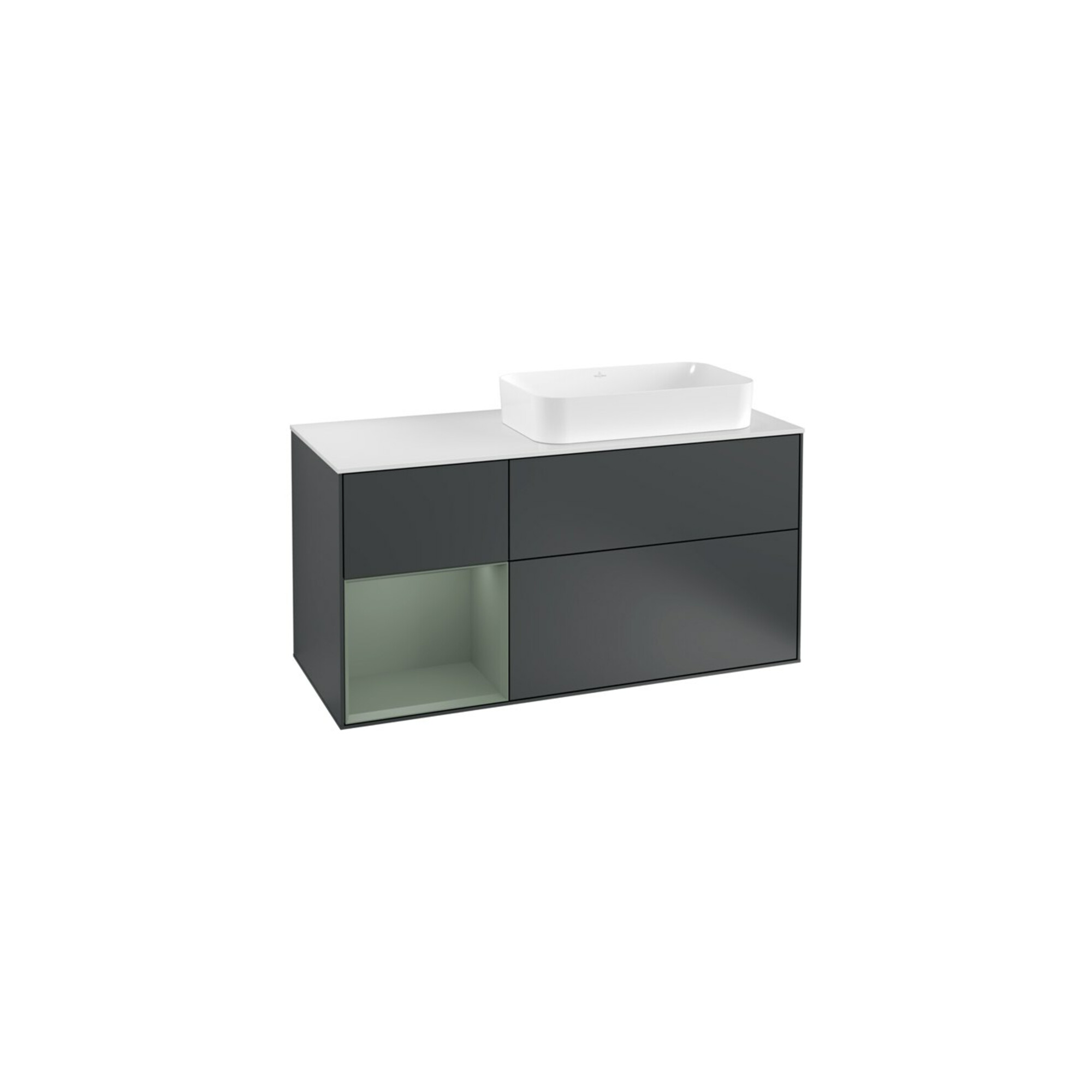 V&B Waschtischunterschrank Wandbeleuchtung Finion 120cm, Pl w m, Rg l Ol m La, md b m Lac ; Villeroy & Boch