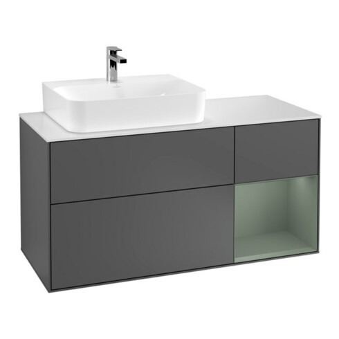 V&B Waschtischunterschrank Wandbeleuchtung Finion 120cm, Pl w m, Rg l Ol m Lac, Anthrac. m
