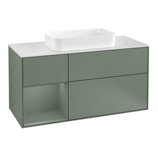 V&B Waschtischunterschrank Wandbeleuchtung Finion 120cm, Pl w m, Rg l Ol m Lac, Oli. m Lac