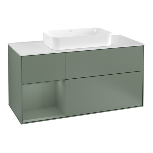 V&B Waschtischunterschrank Wandbeleuchtung Finion 120cm, Pl w m, Rg l Ol m Lac, Oli. m Lac