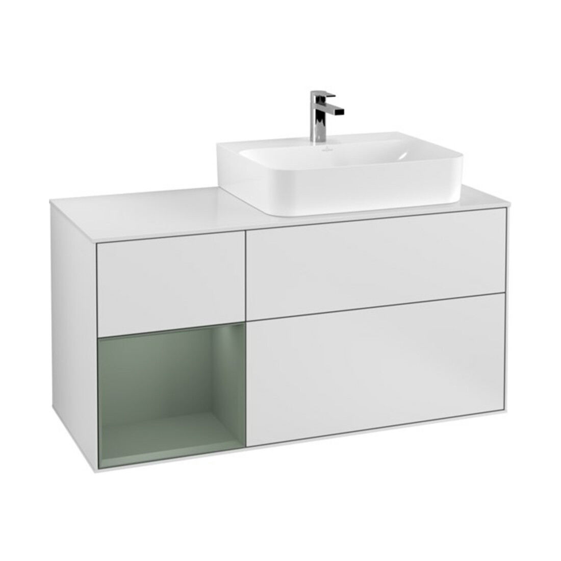 V&B Waschtischunterschrank Wandbeleuchtung Finion 120cm, Pl w m, Rg l Ol m Lac, wh. m Lac
